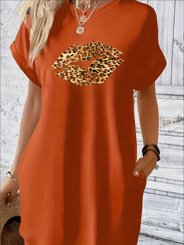 Patricia – Geometric Leopard Pattern Tunic Dress