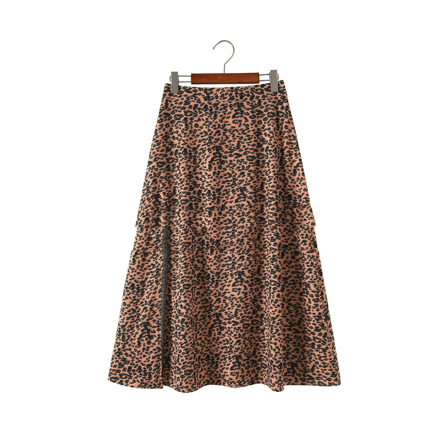 Rose – Long A-Line Skirt with Leopard Print