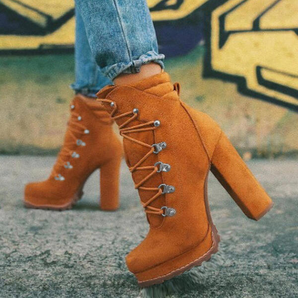 Alison – Fashionable Lace-Up Ankle Boots with Round Toe