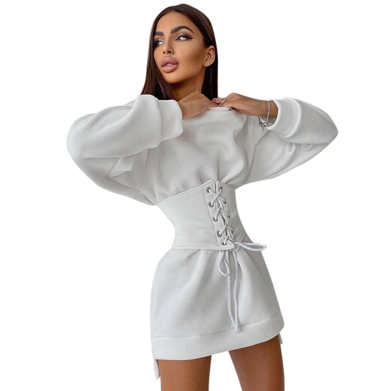 Joy – Long Sleeve Lace-Up Tunic Dress