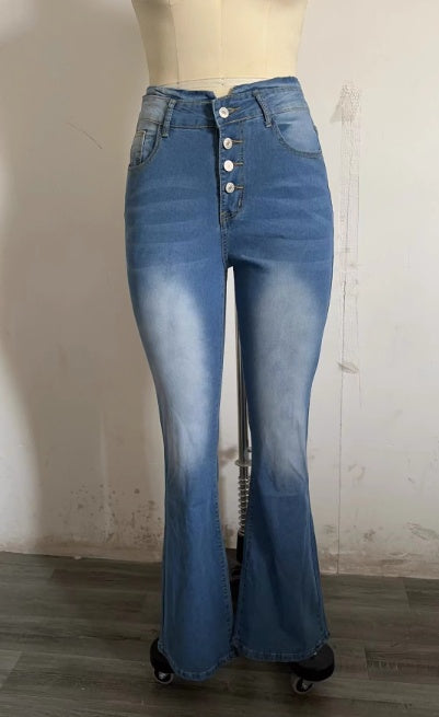 Rebecca – Slim Women's Jeans with Multi-Button Design and Flared Cut