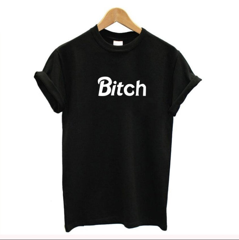 Andrea – Women's T-Shirt with Letter Print and Short Sleeves