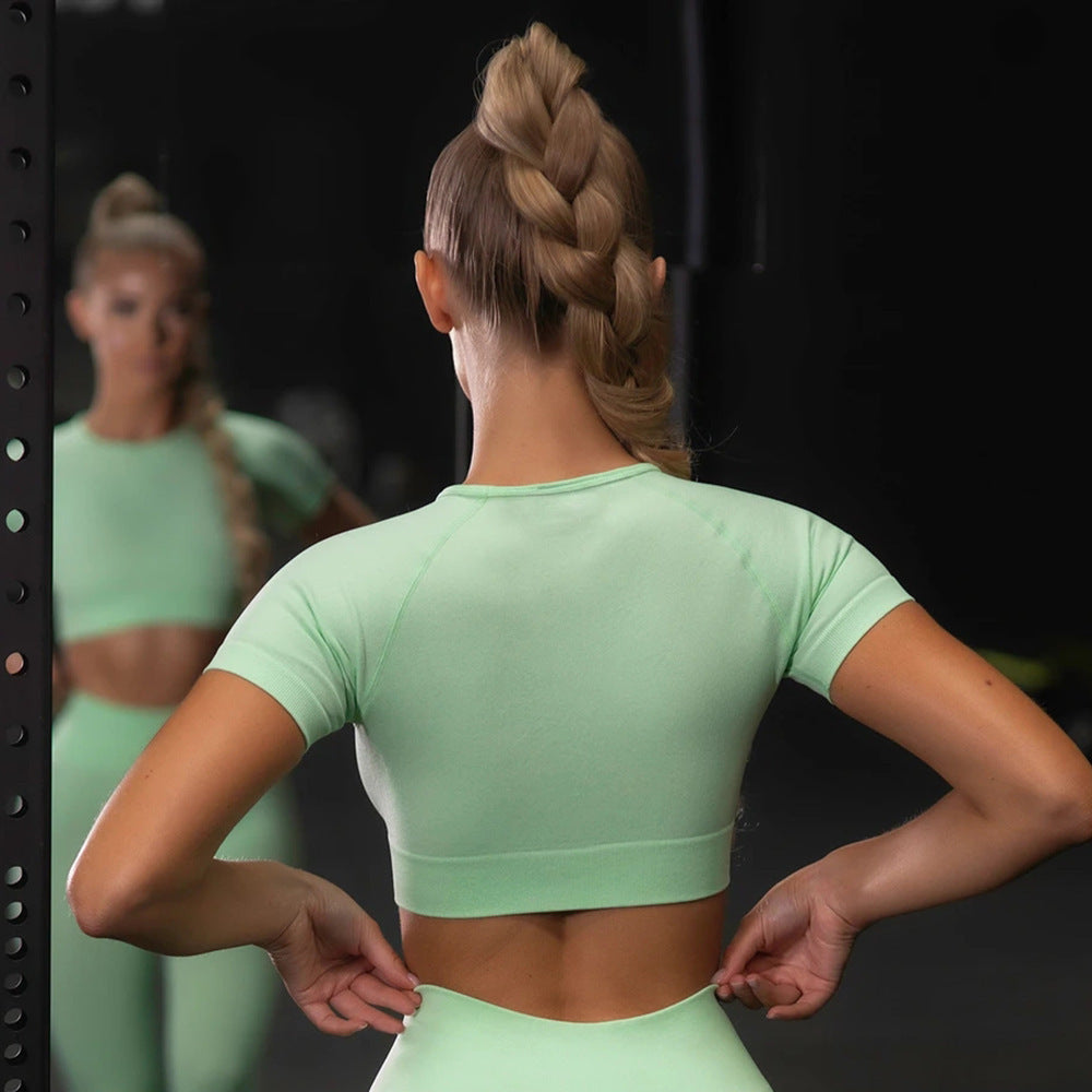 Georgina – Seamless Women's Yoga Sport Set with Short Sleeve Tops and Leggings