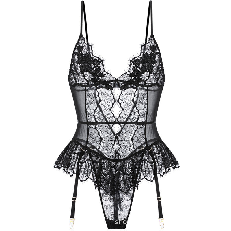 Christina – Water-Soluble Embroidery One-Piece Garter Lingerie