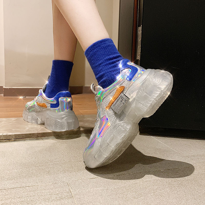 Christine – Transparent Sneakers with Platform and Holographic Effect