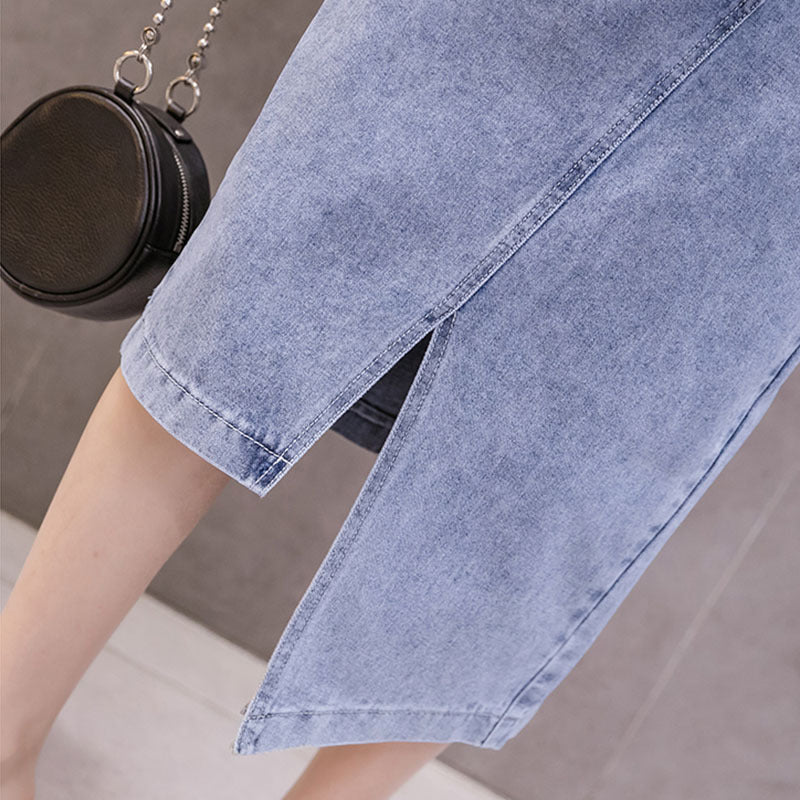 Karen – Elegant Women's Maxi Skirt with Double Slit in Korean Style