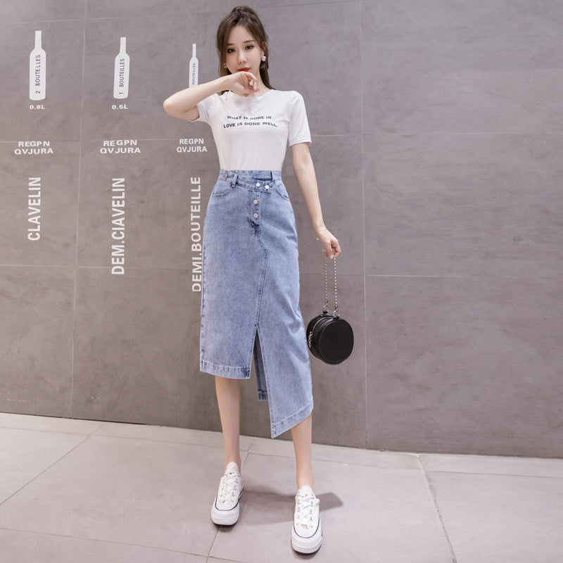 Karen – Elegant Women's Maxi Skirt with Double Slit in Korean Style