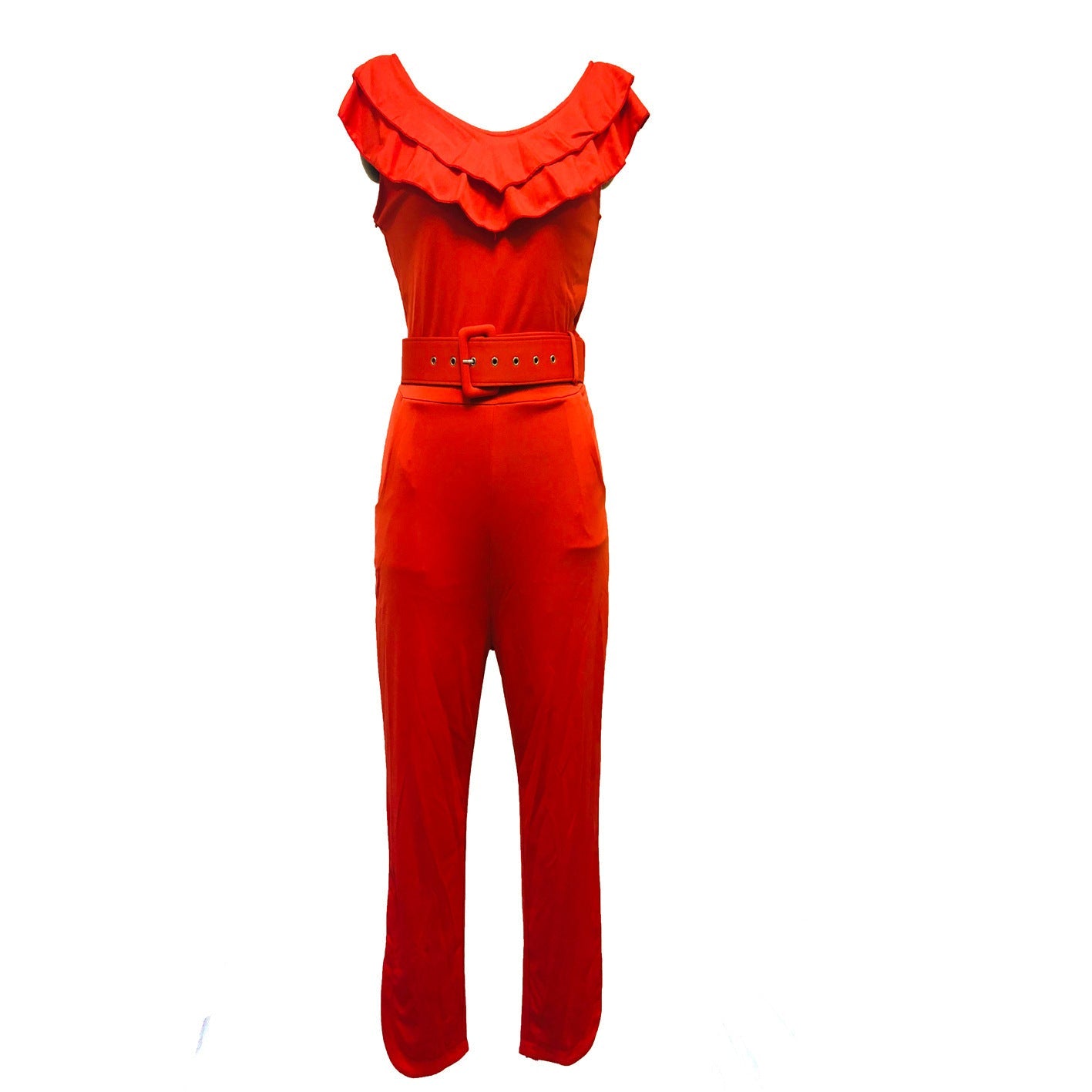 Barbara – Women's Jumpsuit with Belt and Layered Skirt