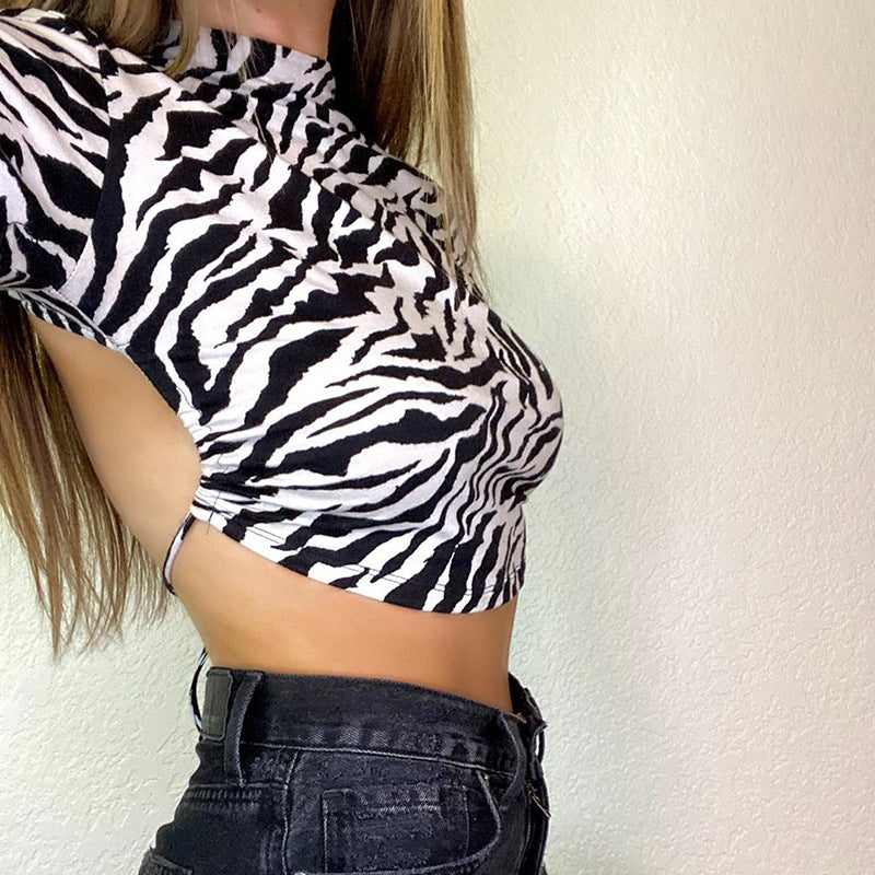 Tamara – Backless Zebra Print Crop Top
