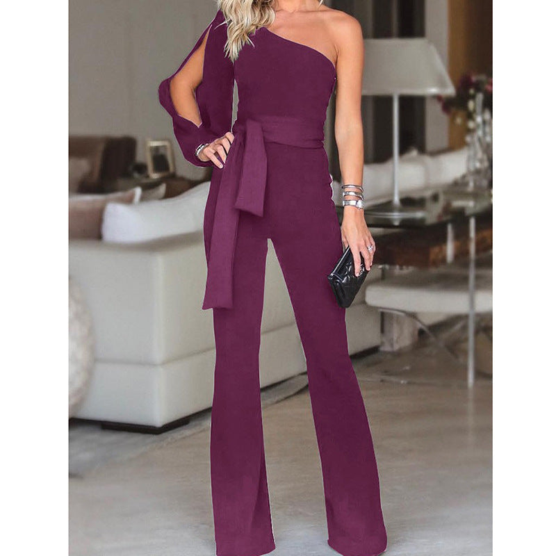Denise – Women's One-Shoulder Jumpsuit with High Waist