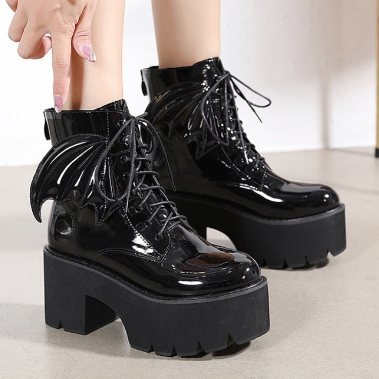 Joanne – Goth Ankle Boots with High Vegan Leather Heel and Platform