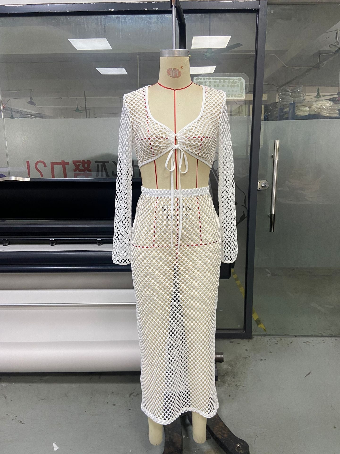 Faith – Long Knit Maxi Dress with Lace and Mesh