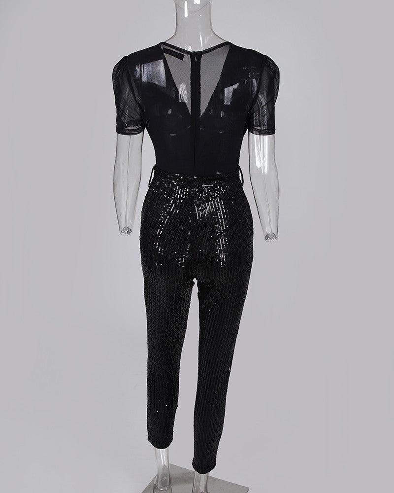 Emily – Deep V-Neck Sequin Dress