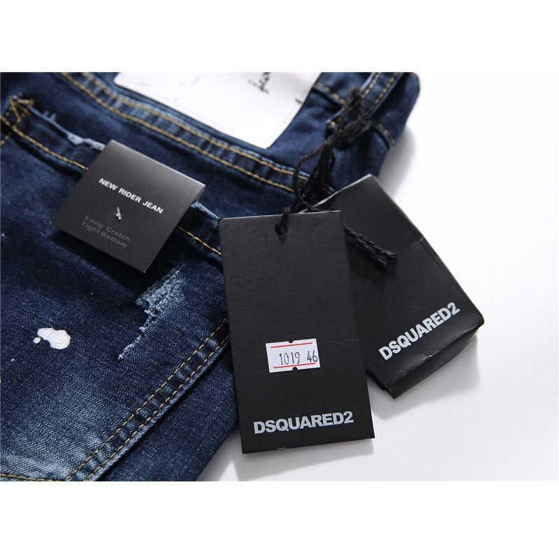 Eddie – Slim Fit Men's Jeans with Zippers and Distressed Details