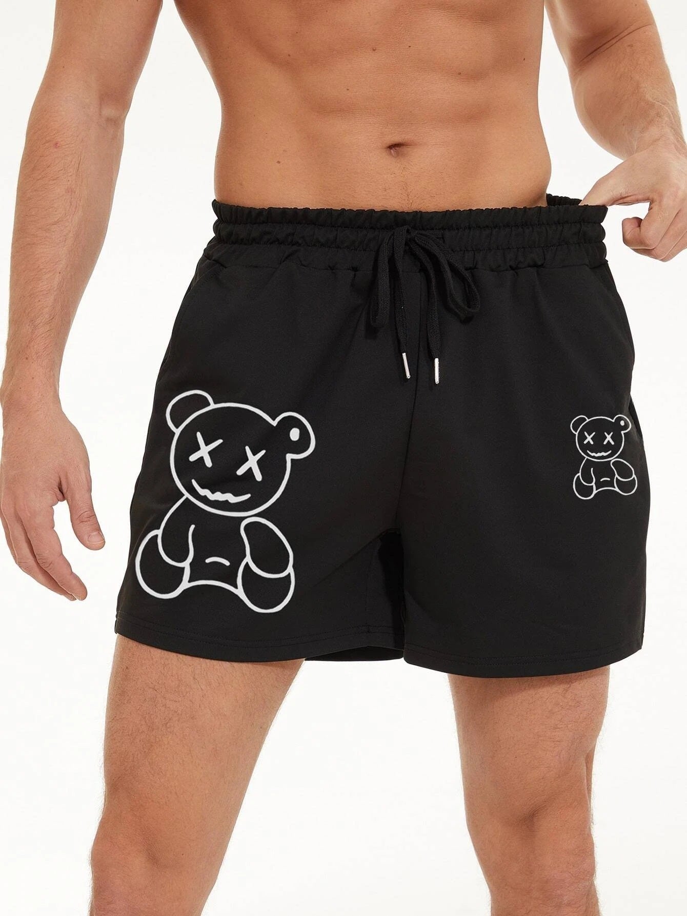 Timothy – Cotton Shorts with Bear Print