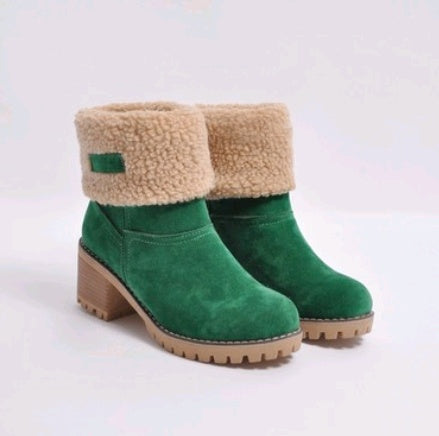 Brenda – Mid-High Thick Heel Boots in Premium Vegan Suede