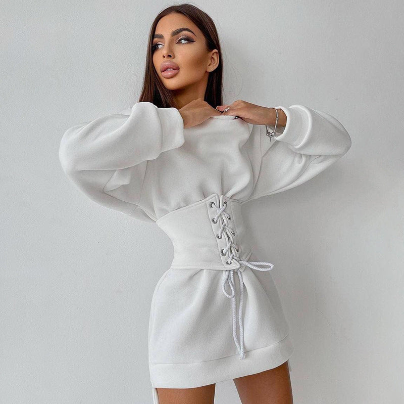 Joy – Long Sleeve Lace-Up Tunic Dress