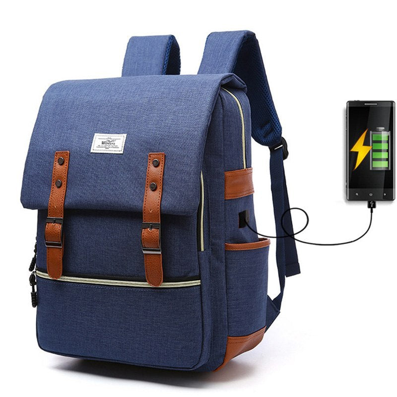 Luke – Vintage Unisex Canvas Backpack with USB Charging Feature