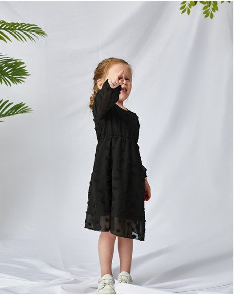 Michelle – Flowing Chiffon Long Sleeve V-Neck Sweet Tunic Dress