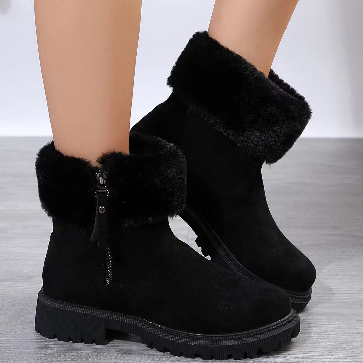 Susan – Warm Plush Boots with Side Zipper