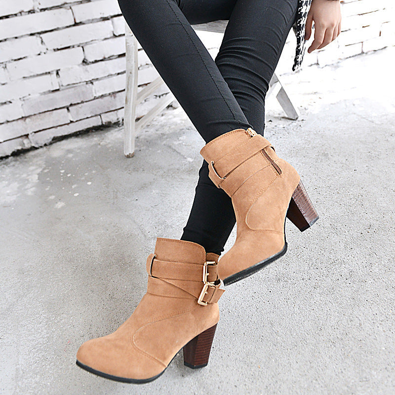 Sandra – Warm High Heel Pumps with Ankle Boots