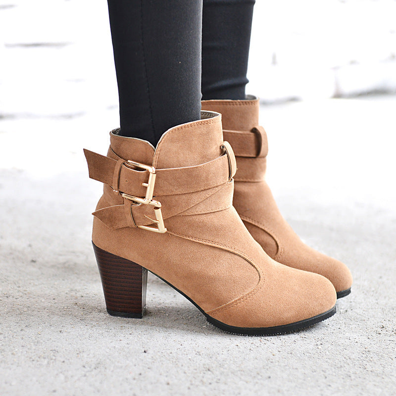 Sandra – Warm High Heel Pumps with Ankle Boots