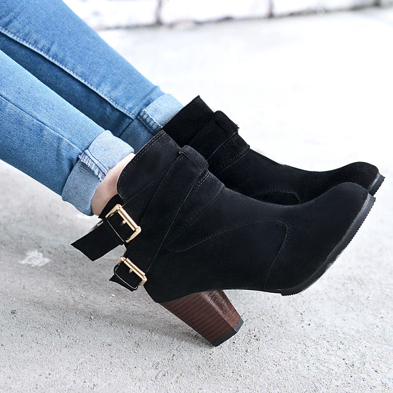 Sandra – Warm High Heel Pumps with Ankle Boots