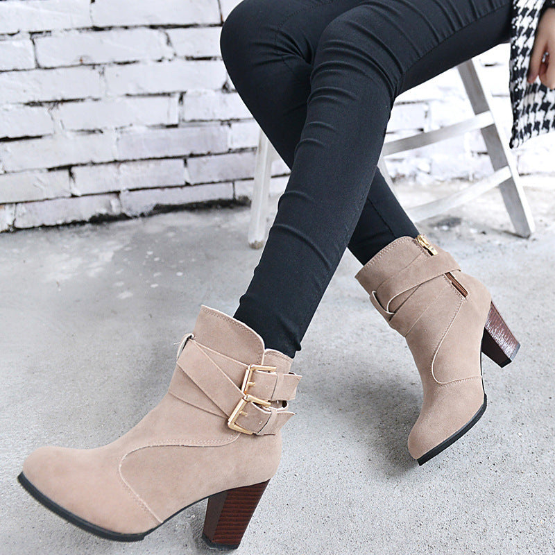 Sandra – Warm High Heel Pumps with Ankle Boots