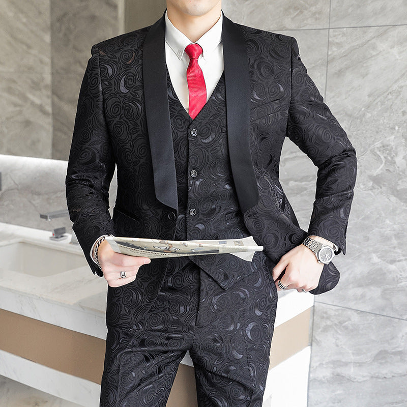 Ben – Embossed Three-Piece Suit for Men