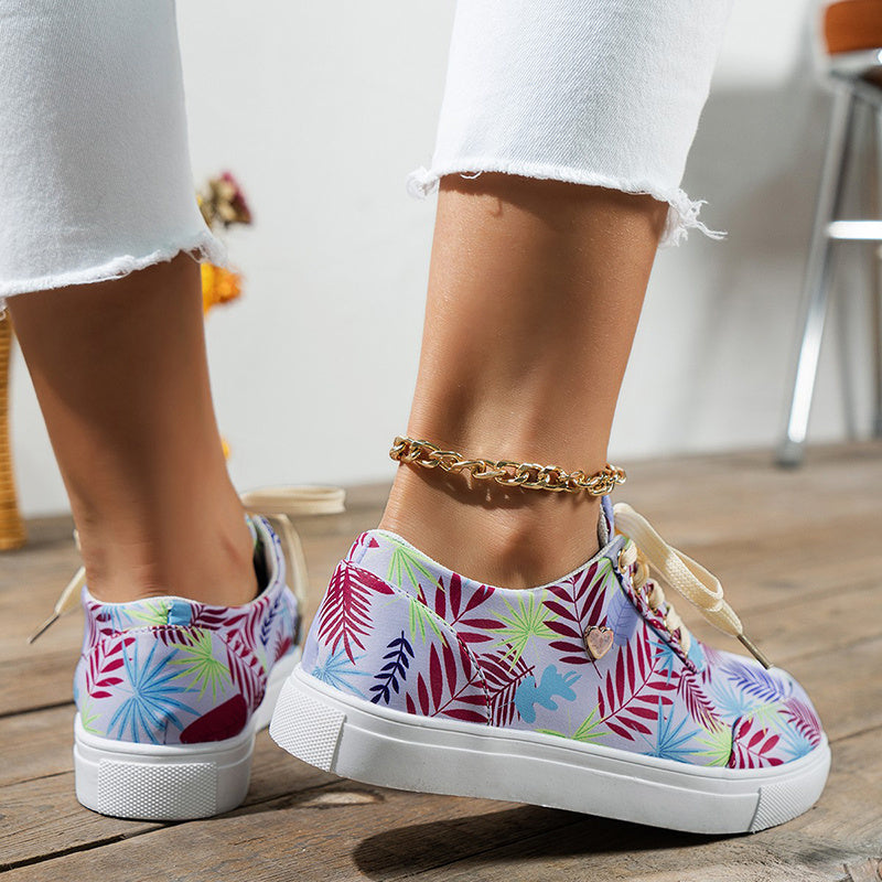 Lynda – Women's Canvas Shoes with Leaf Print