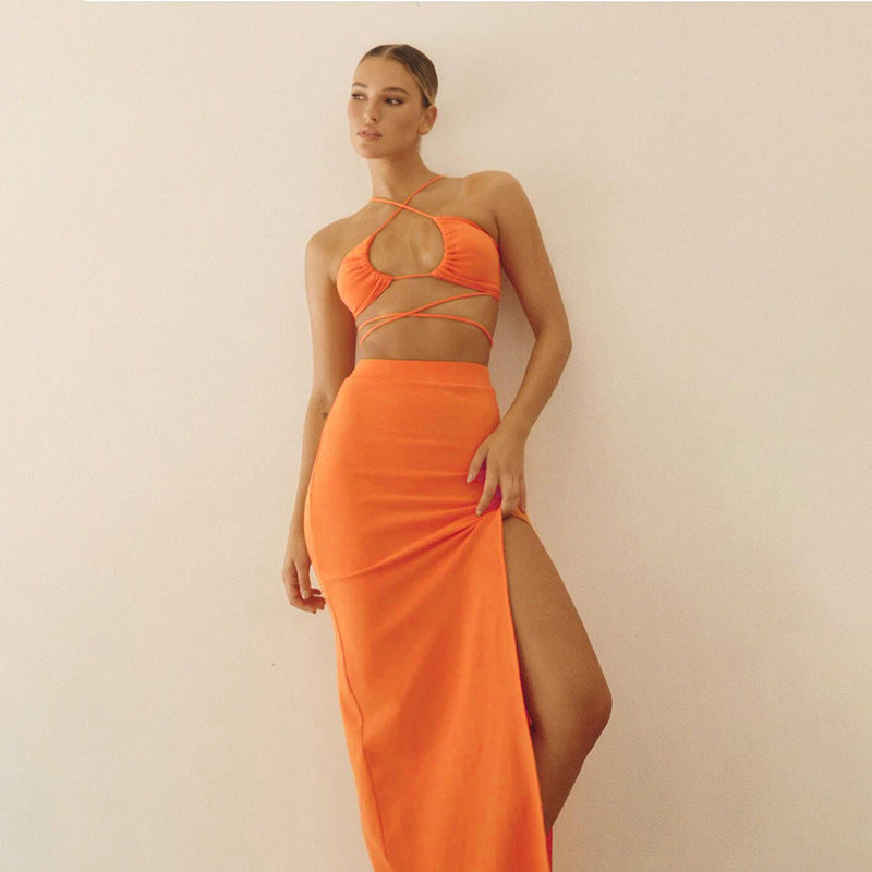 Jane – Sexy Cutout Vest and Slit Skirt Suit