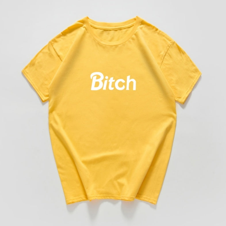 Andrea – Women's T-Shirt with Letter Print and Short Sleeves