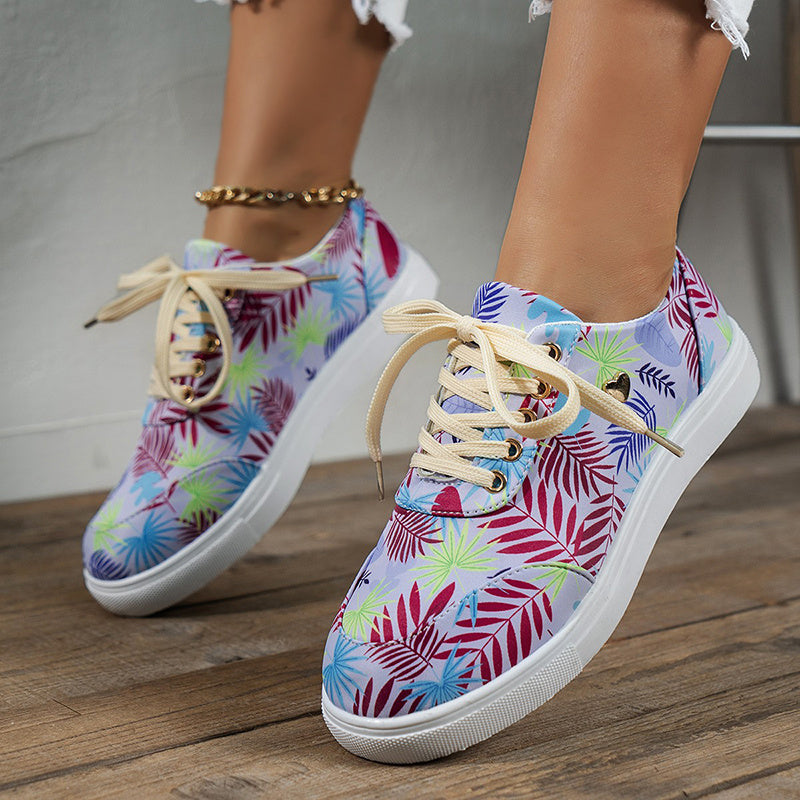Lynda – Women's Canvas Shoes with Leaf Print