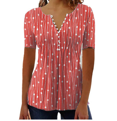 Abigail – Printed Long Sleeve Blouse with V-neck