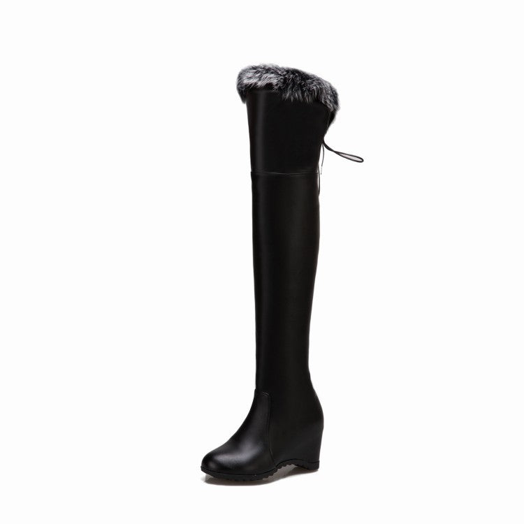 Barbara – High Boots with Wedge and Faux Fur