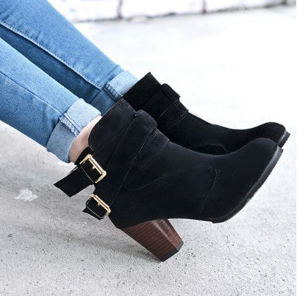 Sandra – Warm High Heel Pumps with Ankle Boots