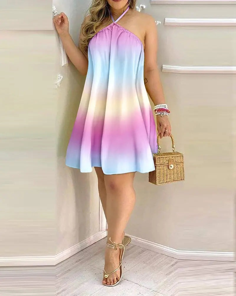 Caroline – Printed Summer Dress with Off-Shoulder Design