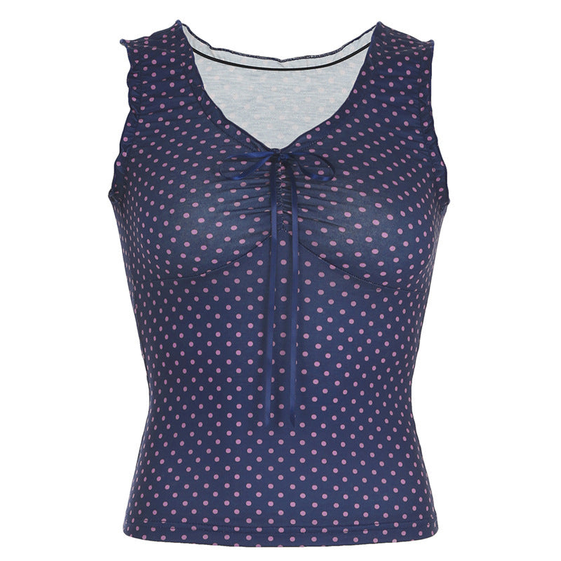 Natasha – Sleeveless Knit Top with Polka Dots