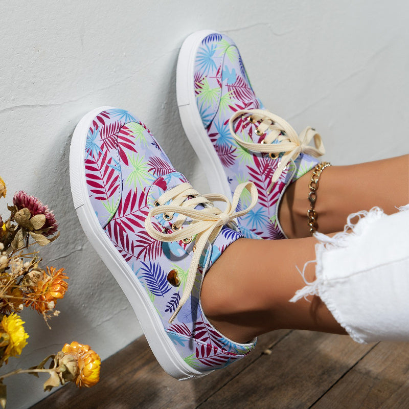 Lynda – Women's Canvas Shoes with Leaf Print