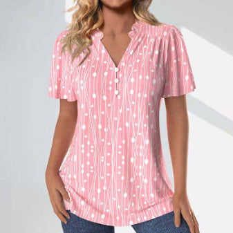 Abigail – Printed Long Sleeve Blouse with V-neck
