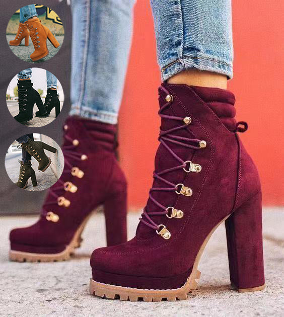 Alison – Fashionable Lace-Up Ankle Boots with Round Toe