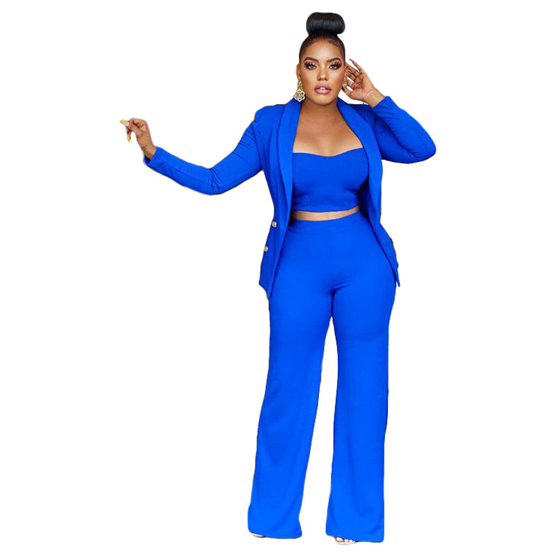 Caroline – Women's Suit Jacket with Vest and Wide-Leg Pants Three-Piece Set