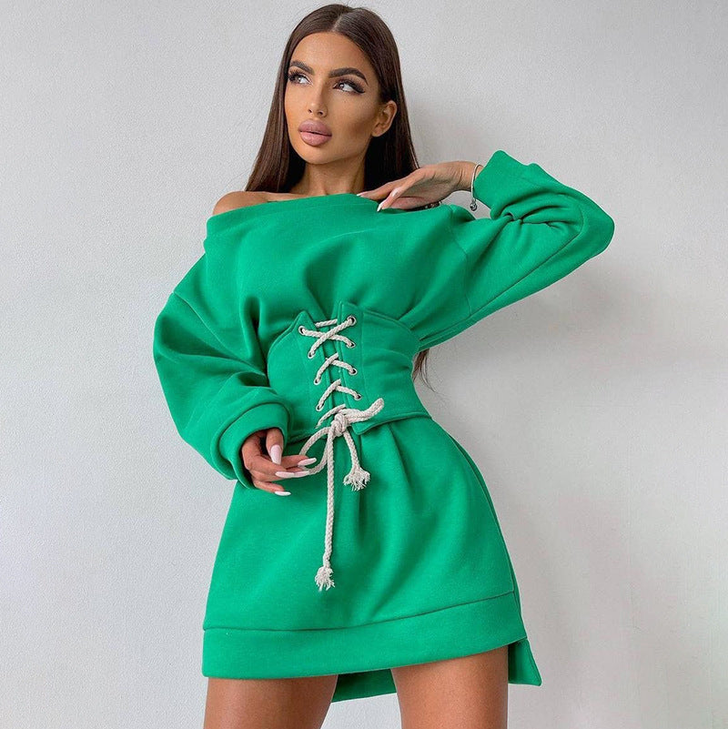 Joy – Long Sleeve Lace-Up Tunic Dress