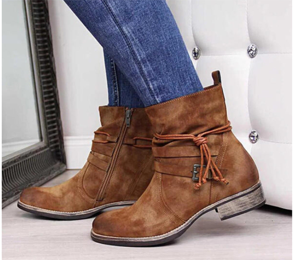 Kate – Vegan Western Ankle Boots with Buckle