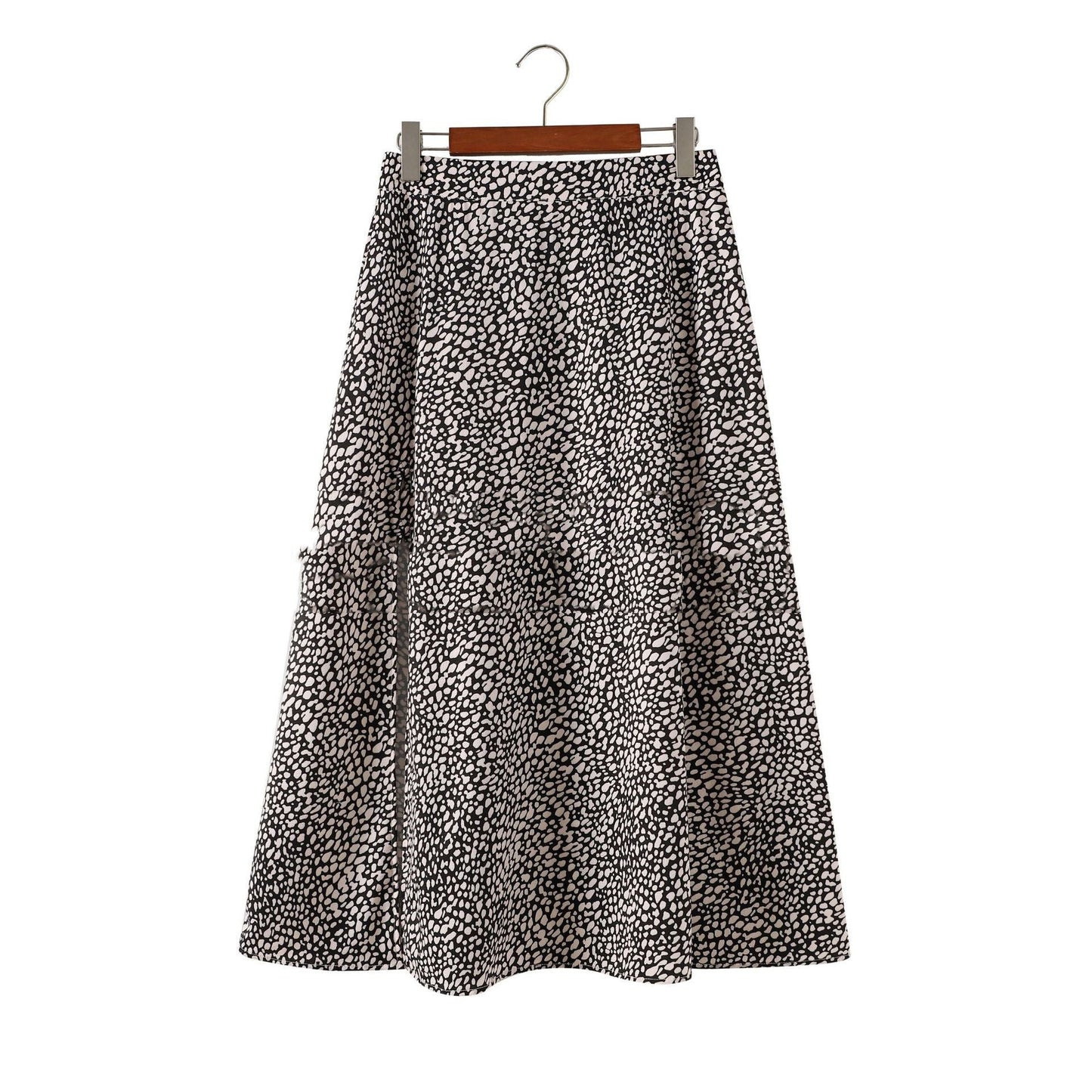 Rose – Long A-Line Skirt with Leopard Print