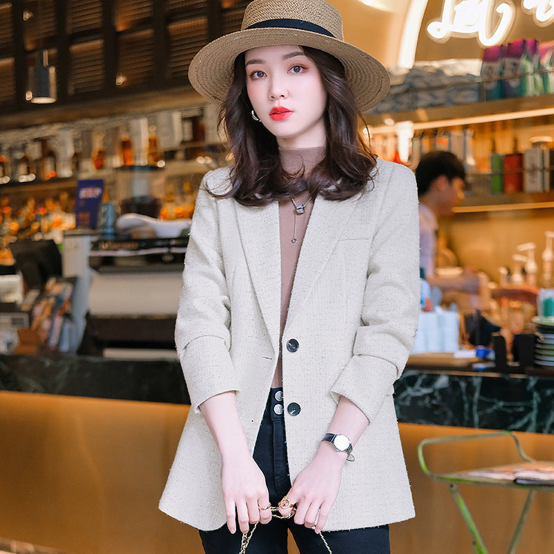 Jasmine – Women's Wool Blazer with Check Pattern