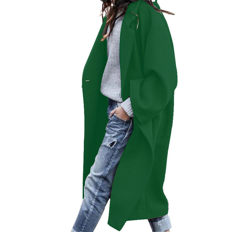 Stephanie – Long Women's Coat with Pockets and Wool Fabric