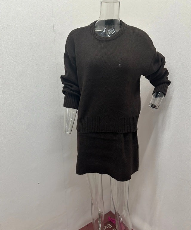 Heather – Elegant Knit Set with Skirt for Women, Two-Piece Long Sleeve