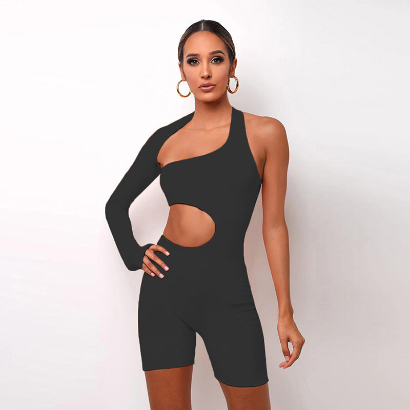 Natasha – Slim Fit Off-Shoulder Yoga Fitness Set with Shorts