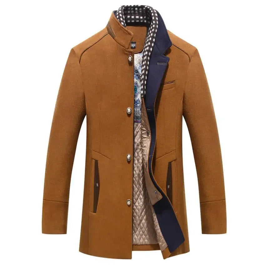 Dennis – Elegant Wool Coat with Contrast Collar